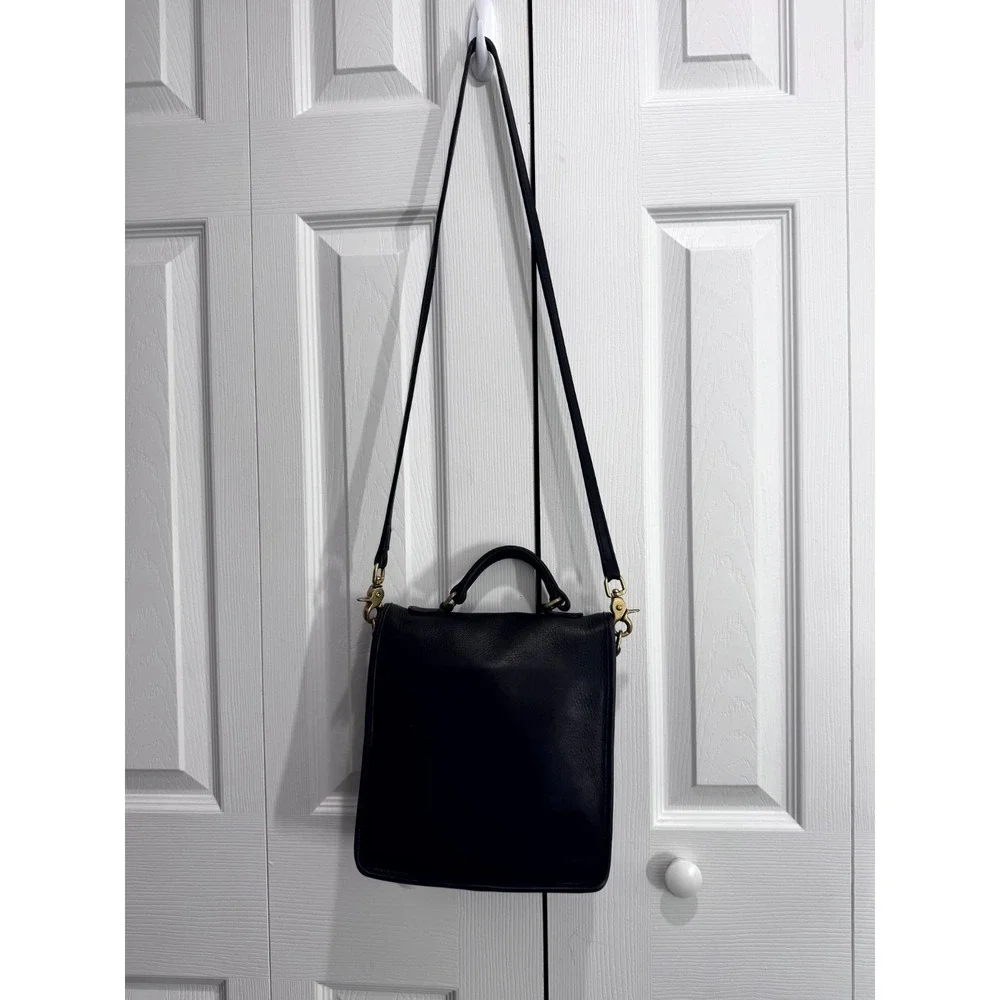 Vintage Coach Willis Top Handle cross Bag Women's Black Leather Inner Pockets